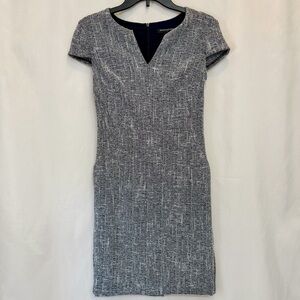 Banana Republic Navy White Textured Sheath Dress